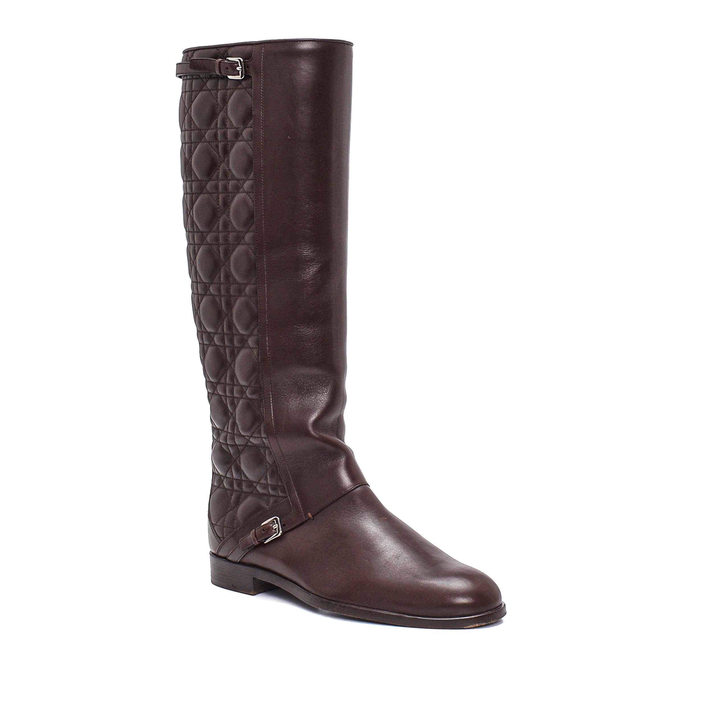 Christian Dior - Brown Cannage Leather Long Boots
